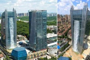 Fascinantan prizor u Kini: Vodopad se slijeva niz neboder u centru grada