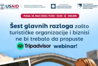 Privredna komora FBiH u petak organizira TripAdvisor Webinar