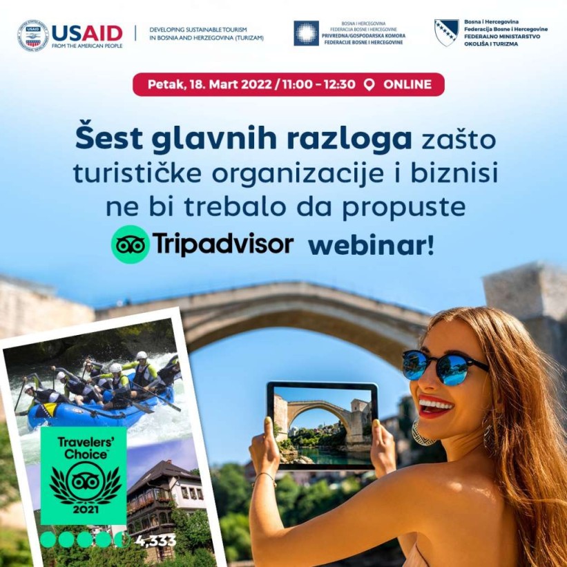 Privredna komora FBiH u petak organizira TripAdvisor Webinar