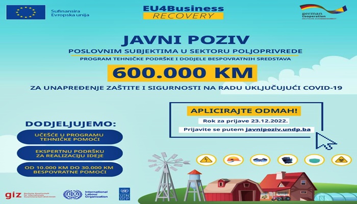 EU dodjeljuje u BiH 600.000 KM za unapređenje zaštite na radu u poljoprivredi