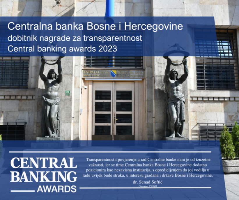 Central Banking dodijelio nagradu za transparentnost Centralnoj banci BiH