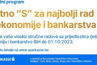 Otvoren poziv za prijave za nagradu Sparkasse Banke za najbolji rad iz ekonomije i bankarstva