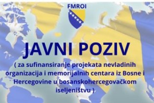 Javni poziv za sufinansiranje projekata NVO i memorijalnih centara iz BiH u dijaspori