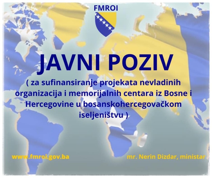 Javni poziv za sufinansiranje projekata NVO i memorijalnih centara iz BiH u dijaspori