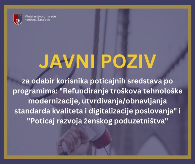 Objavljeni javni pozivi za programe refundiranja troškova privrednicima i podrške ženskom poduzetništvu