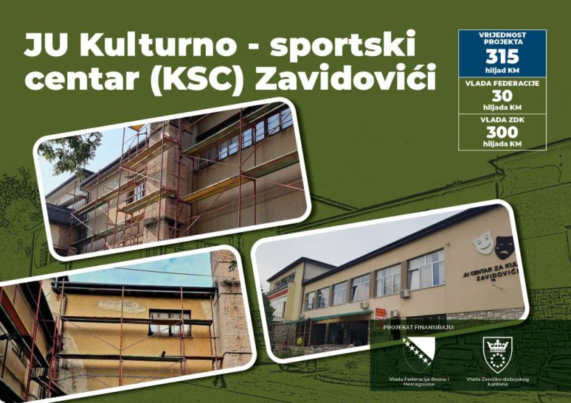 Počela rekonstrukcija zgrade Kulturno-sportskog centra Zavidovići sredstvima Vlade ZDK i FBiH