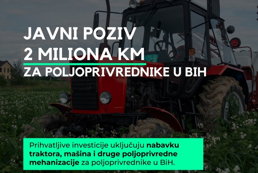 EU izdvaja 2 miliona KM za nabavku traktora, mašina i druge poljoprivredne mehanizacije