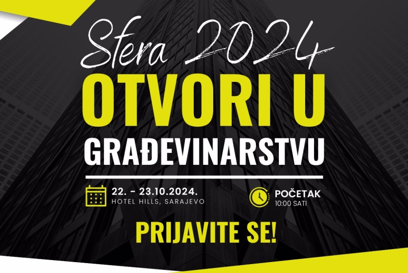 Prijavite se na konferenciju i sajam "Sfera 2024: Otvori u građevinarstvu"