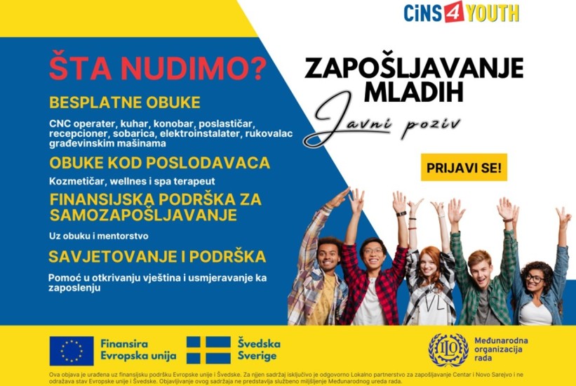 Objavljen javni poziv za zapošljavanje mladih u KS u okviru projekta CiNS4YOUTH