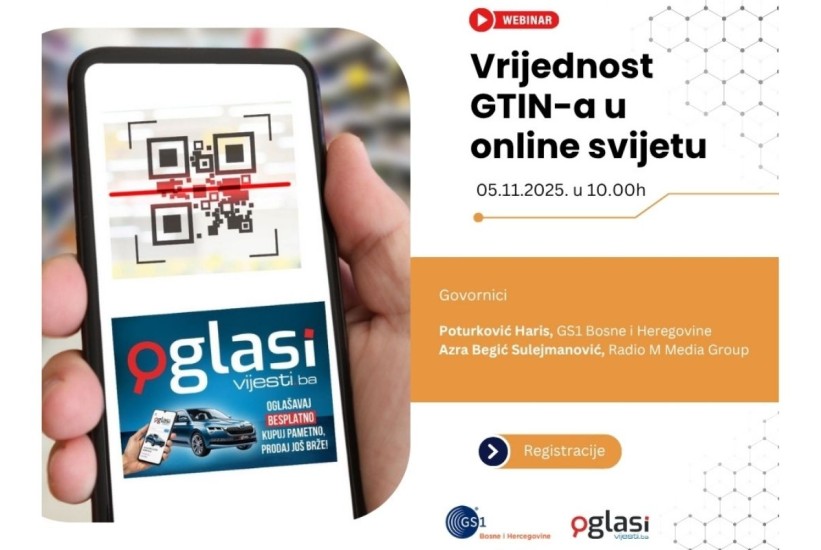 GS1 BiH i Oglasi.vijesti.ba organizuju webinar: "Vrijednost GTIN-a u online svijetu"